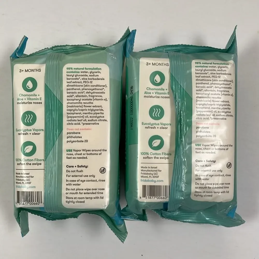 fridababy BreatheFrida Vapor Baby Wipes 30 Ct Ea Lot of 2 Chamomile Vitamin E